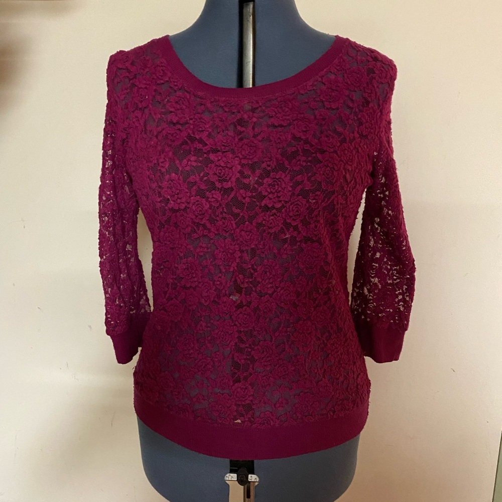 Raspberry sexy shear knit top- (wear tank underneath) great for Easter!